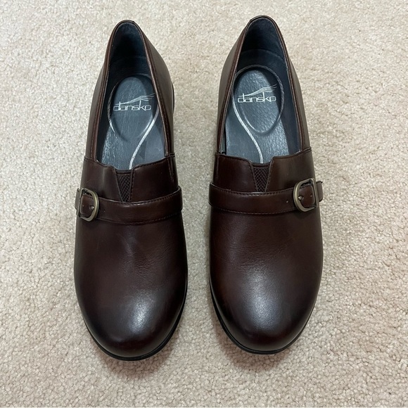 Dansko Brown Leather Slip On Nursing Medical Wedge Shoes - Picture 1 of 16